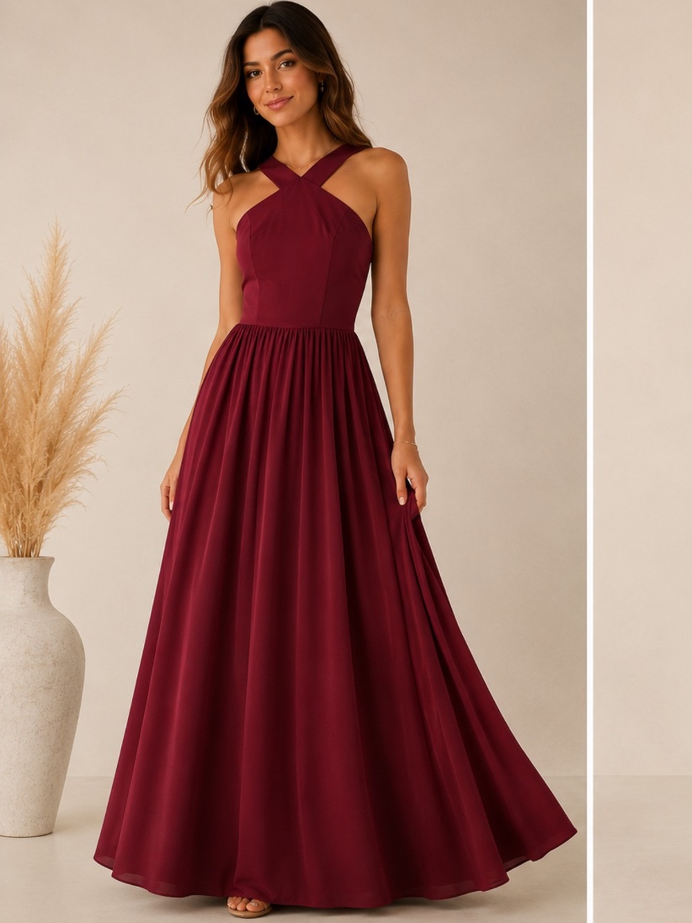 Lulus Air of Romance Burgundy Maxi Dress Size S Formal Wedding Guests Bridemaid